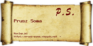 Prusz Soma névjegykártya